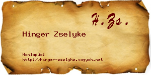 Hinger Zselyke névjegykártya